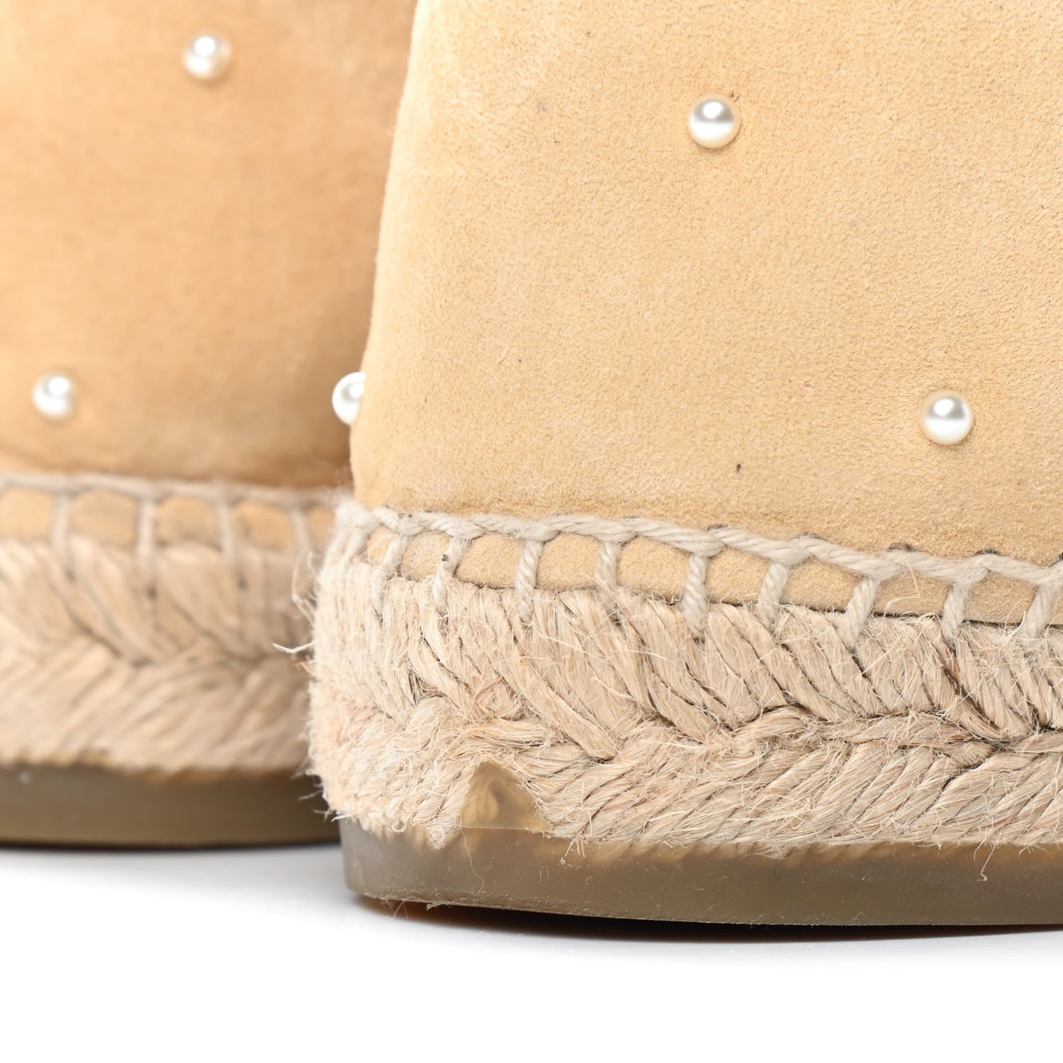 Chanel Suede Pearl CC Espadrilles 39 Beige Black 4 of 7