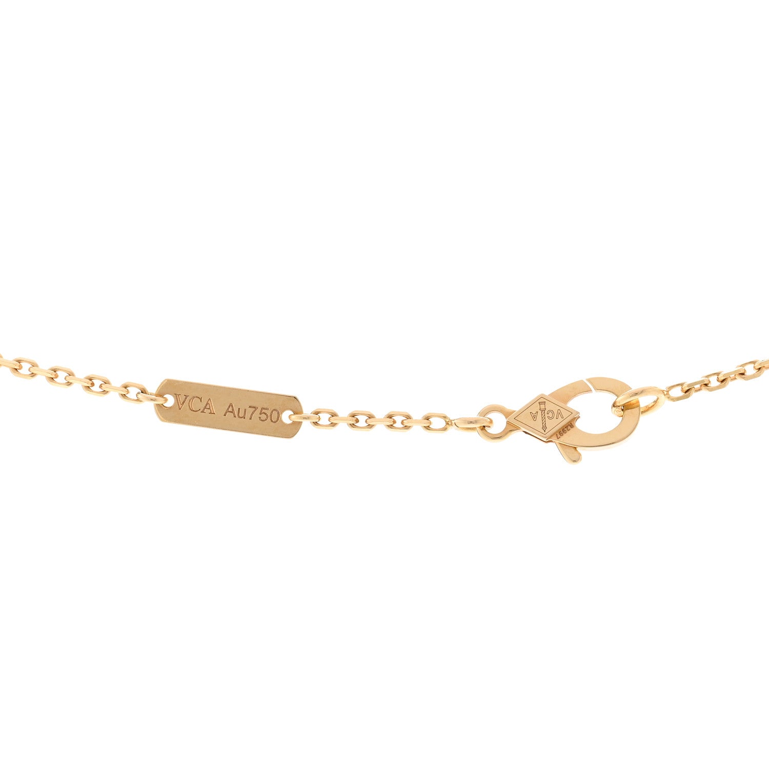 Van Cleef & Arpels 18K Yellow Gold Tiger Eye Vintage Alhambra Pendant Necklace 4 of 5