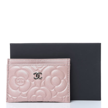 Chanel Goatskin Camellia Embossed Card Holder Light Pink 10 of 10