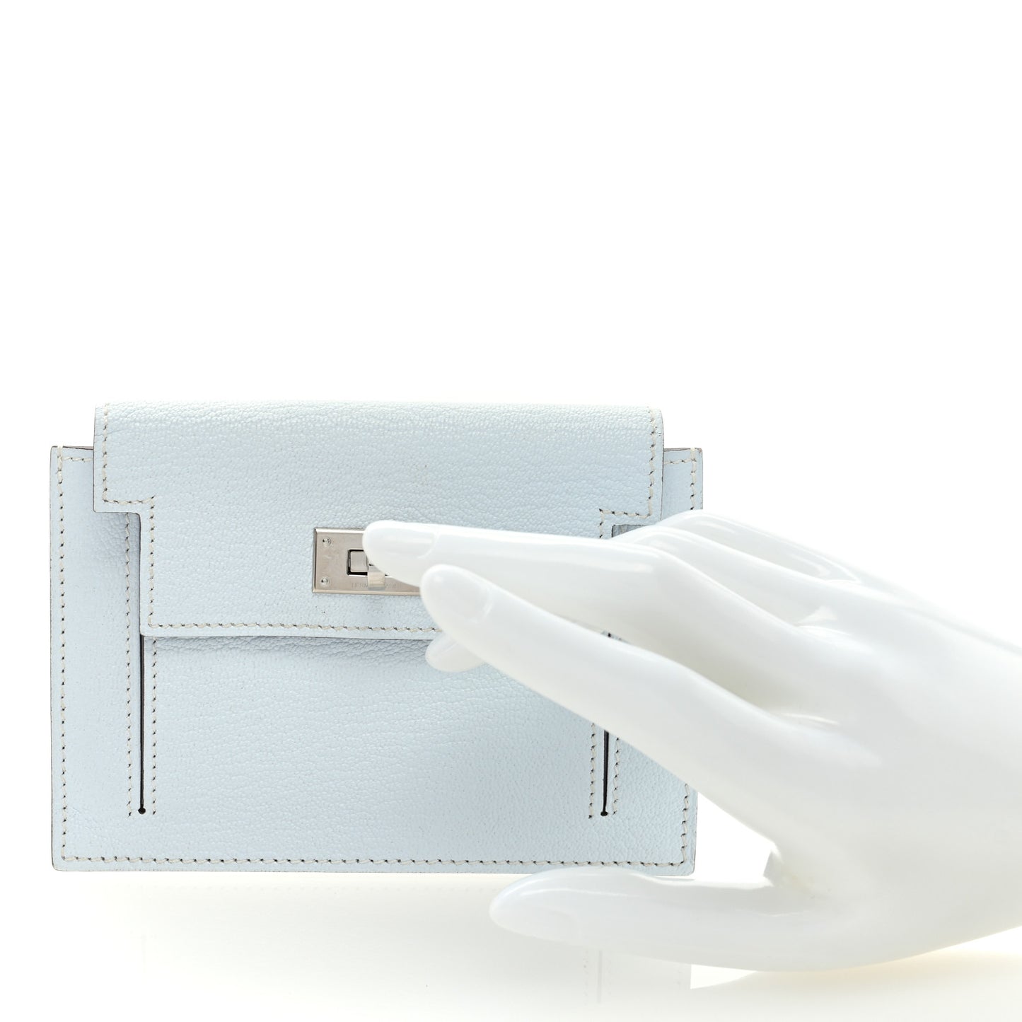 Chevre Mysore Kelly Pocket Compact Wallet Bleu Brume