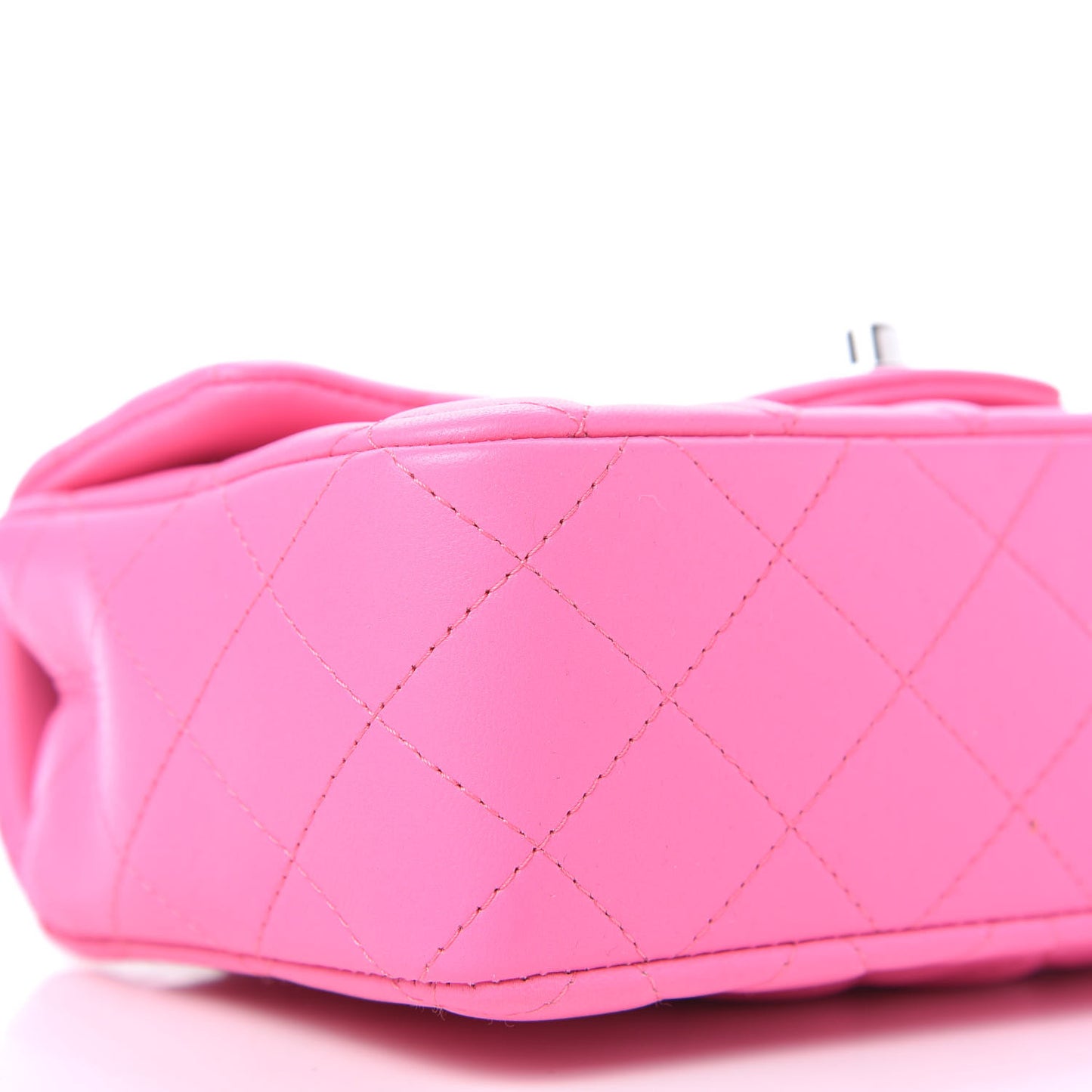 Lambskin Quilted Mini Rectangular Flap Neon Pink