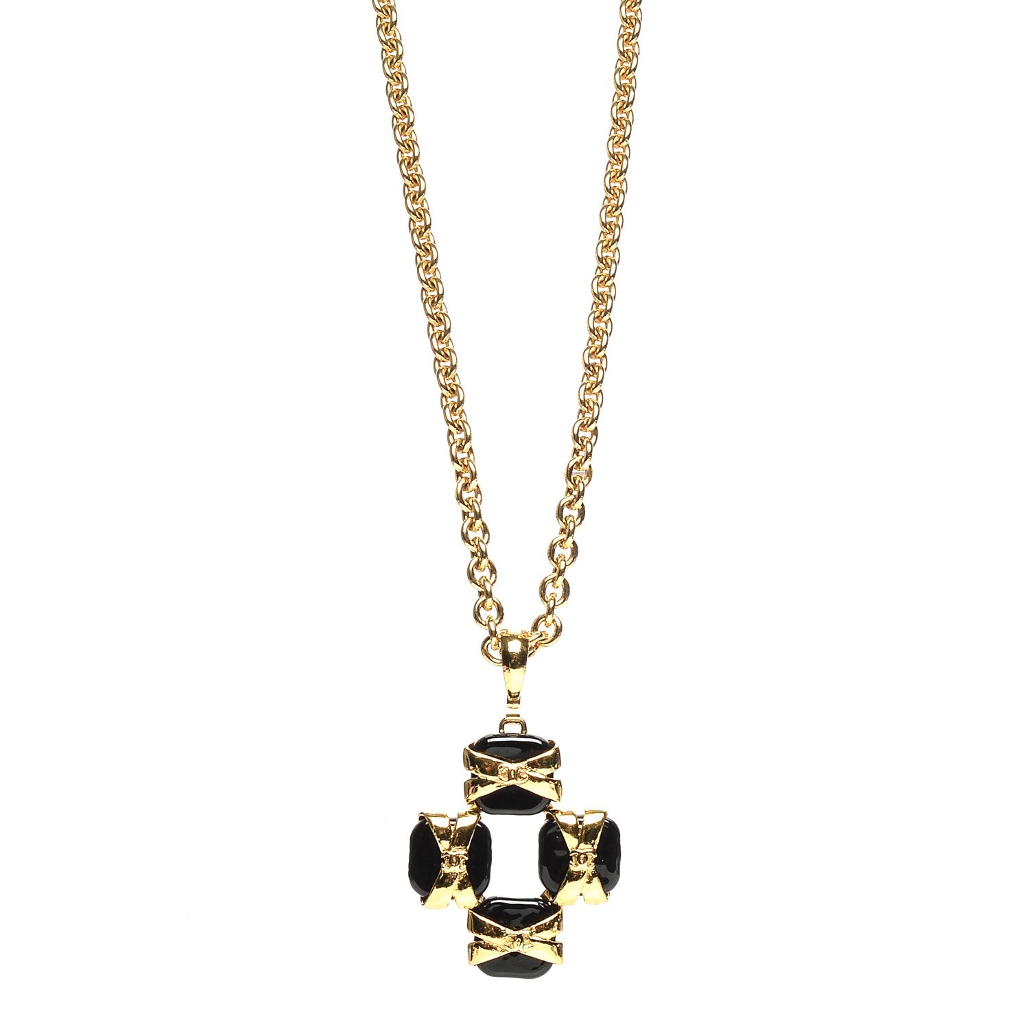 Chanel CC Necklace Gold Black 1 of 6