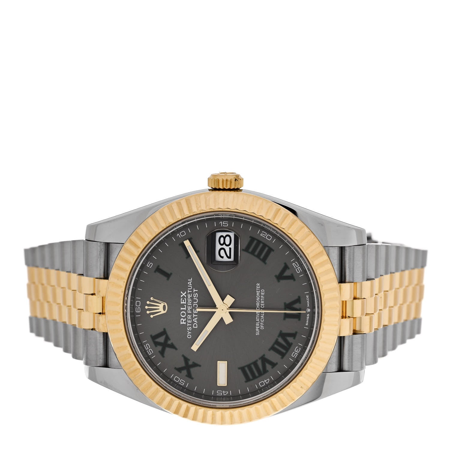 Rolex Stainless Steel 18K Yellow Gold 41mm Oyster Perpetual Wimbledon Datejust Watch Slate 126333 2 of 5