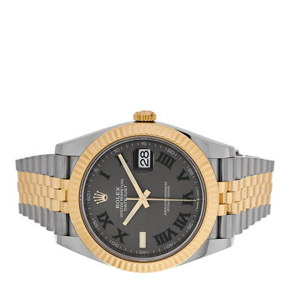 Rolex Stainless Steel 18K Yellow Gold 41mm Oyster Perpetual Wimbledon Datejust Watch Slate 126333 2 of 5