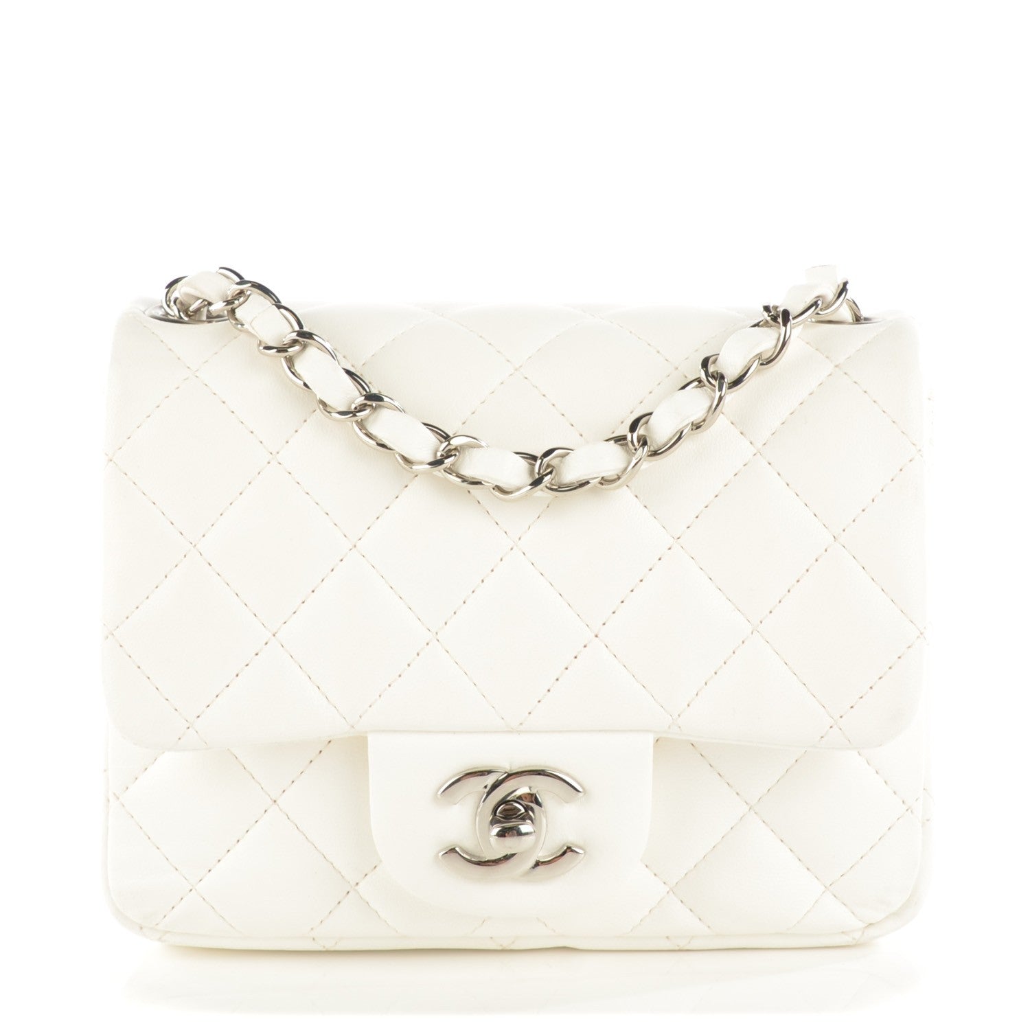 Chanel Lambskin Quilted Mini Square Flap White 1 of 8