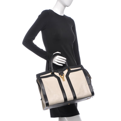 Saint Laurent Calfskin Large Cabas Chyc Black New Bone 2 of 9