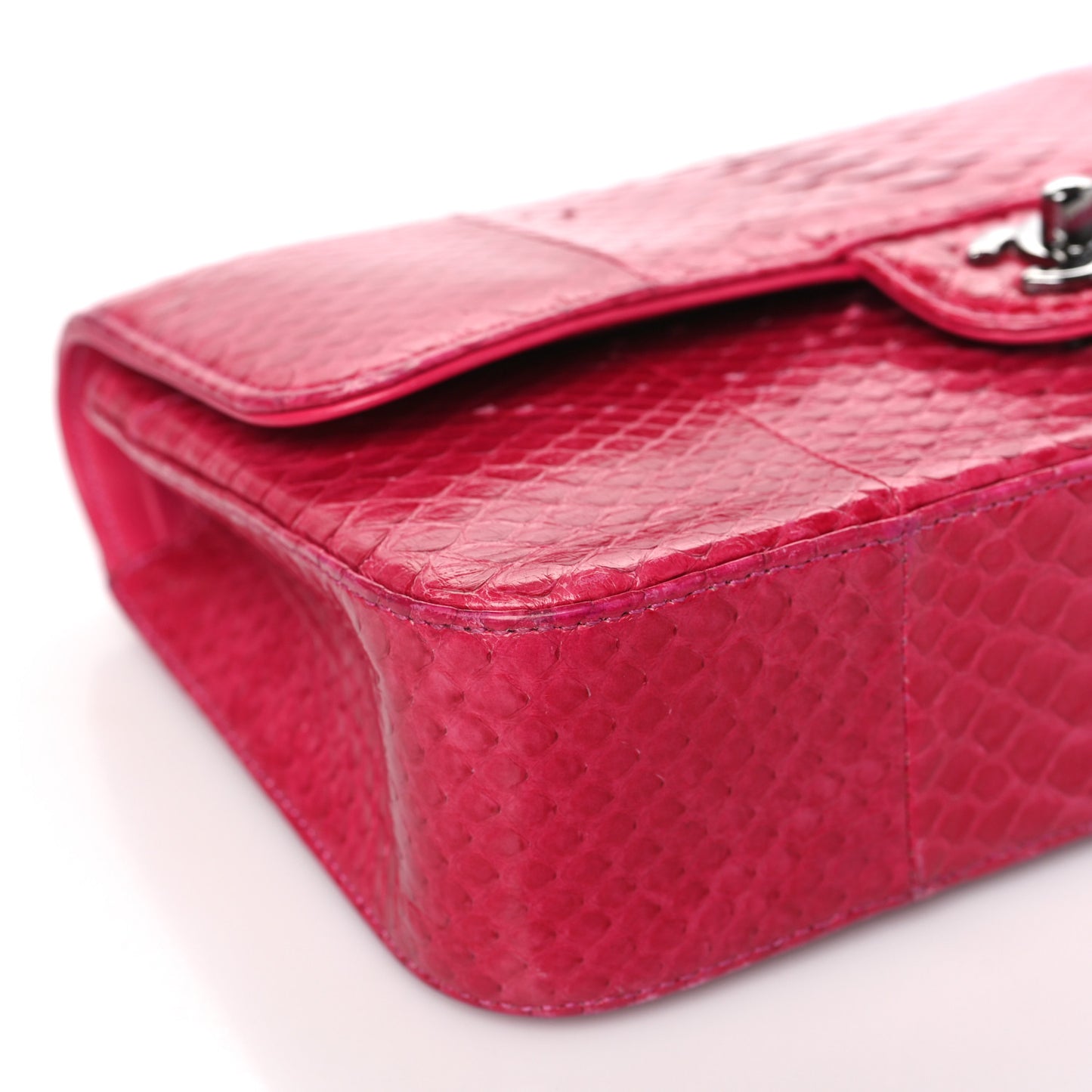 Snakeskin Medium Double Flap Pink
