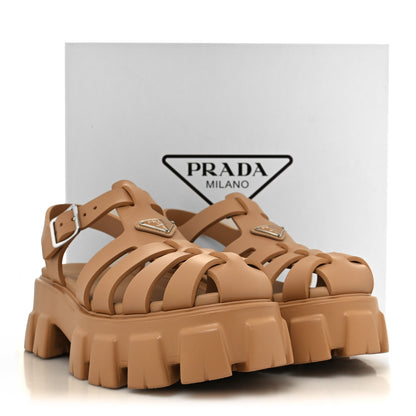 Prada Foam Rubber Metal Triangle Logo Monolith 55mm Cage Sandals 41 Orzo 8 of 8