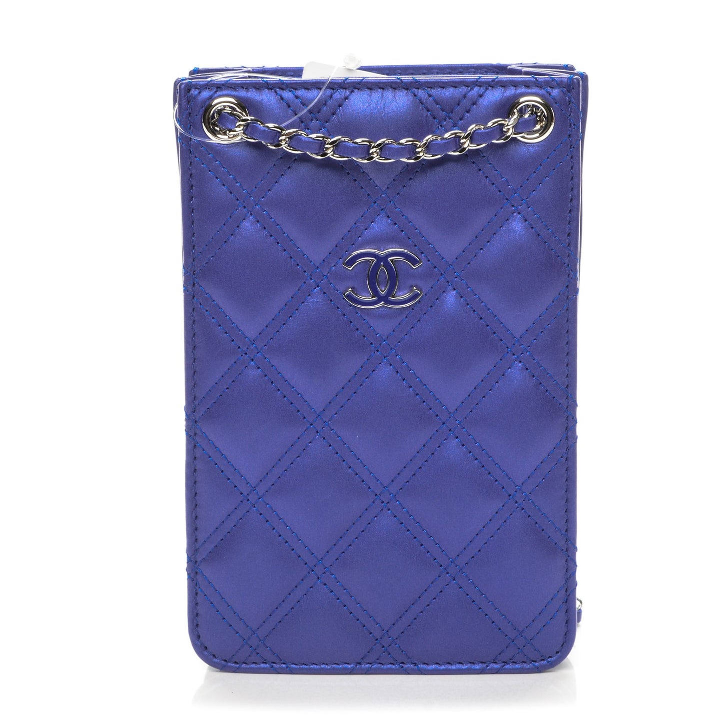Calfskin Quilted Crossbody CC Phone Holder Dark Blue