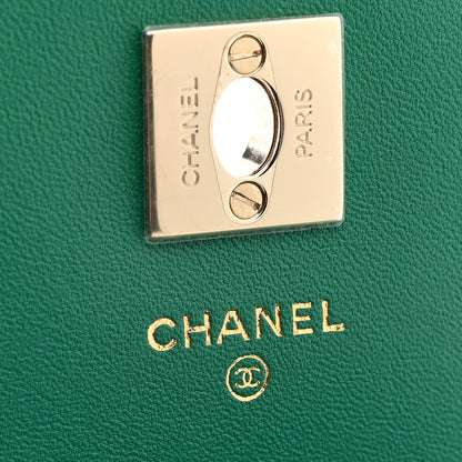 Chanel Lambskin Crystal Diamante Clutch With Chain Green 5 of 10