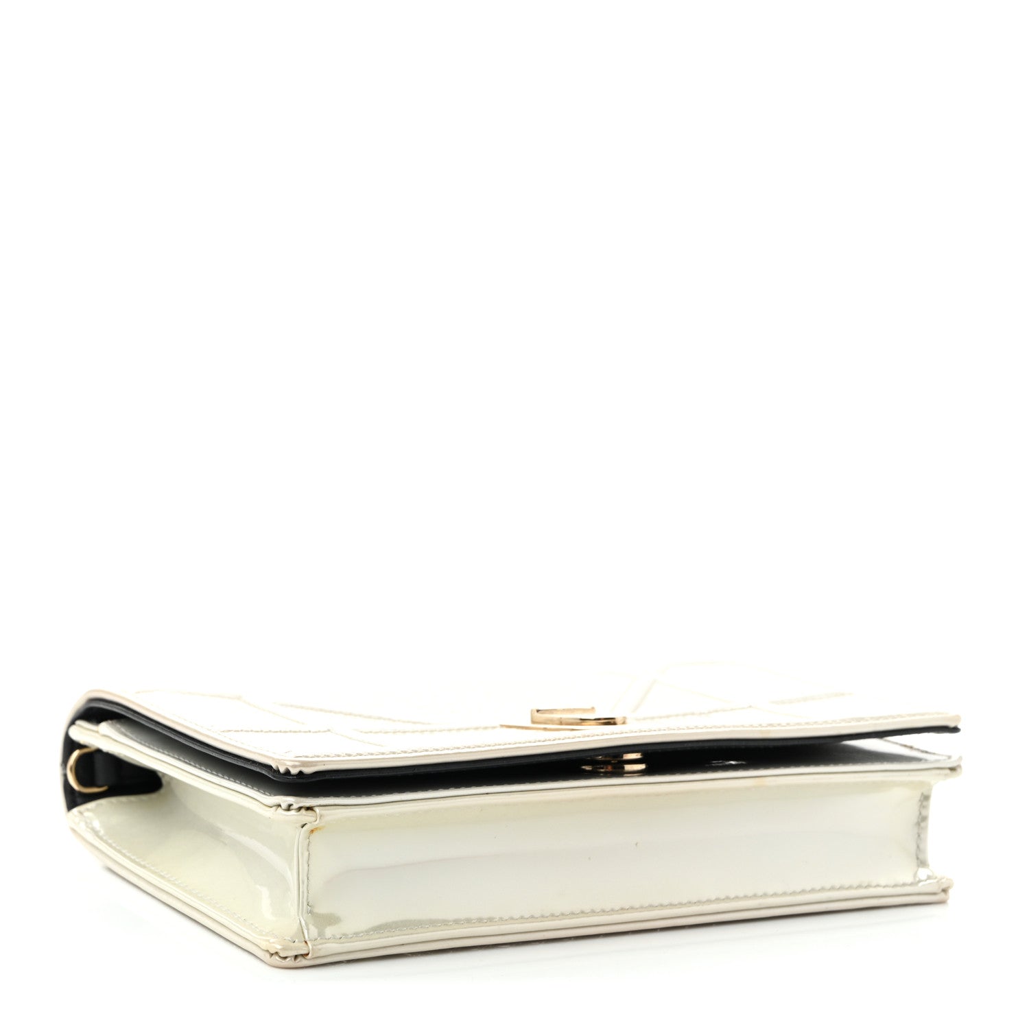 Christian Dior Patent Micro-Cannage Diorama Wallet on Chain Pouch White 4 of 10