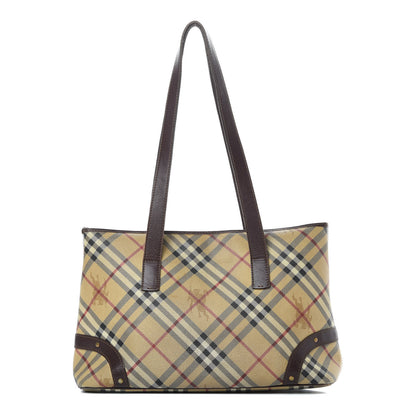 Burberry Haymarket Check Studded Tote Bag Chocolate 1 of 20