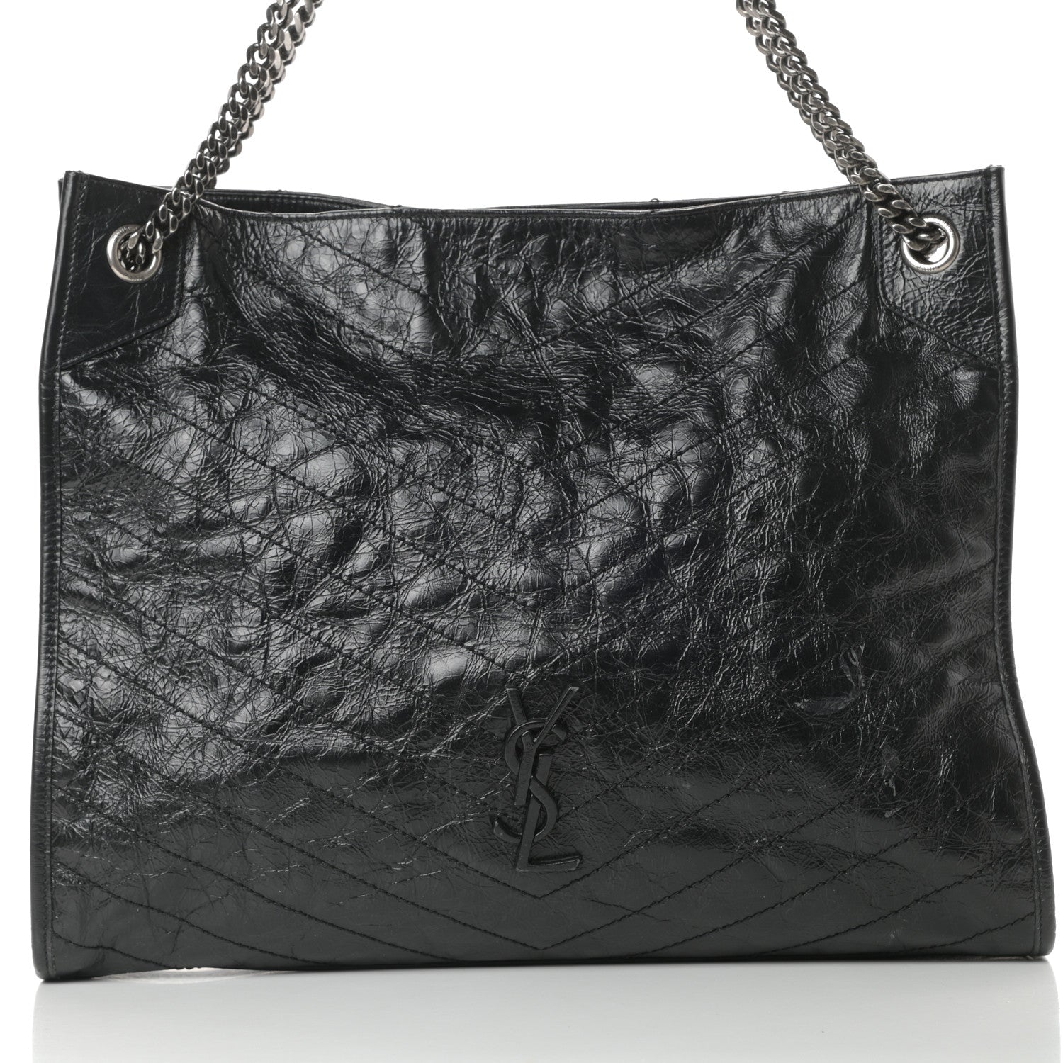Saint Laurent Crinkled Calfskin Matelasse Monogram Niki Shoulder Bag Black 8 of 12