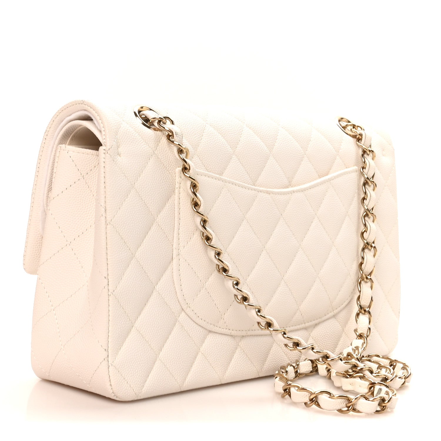 Chanel Caviar Quilted Medium Double Flap White 3 of 10