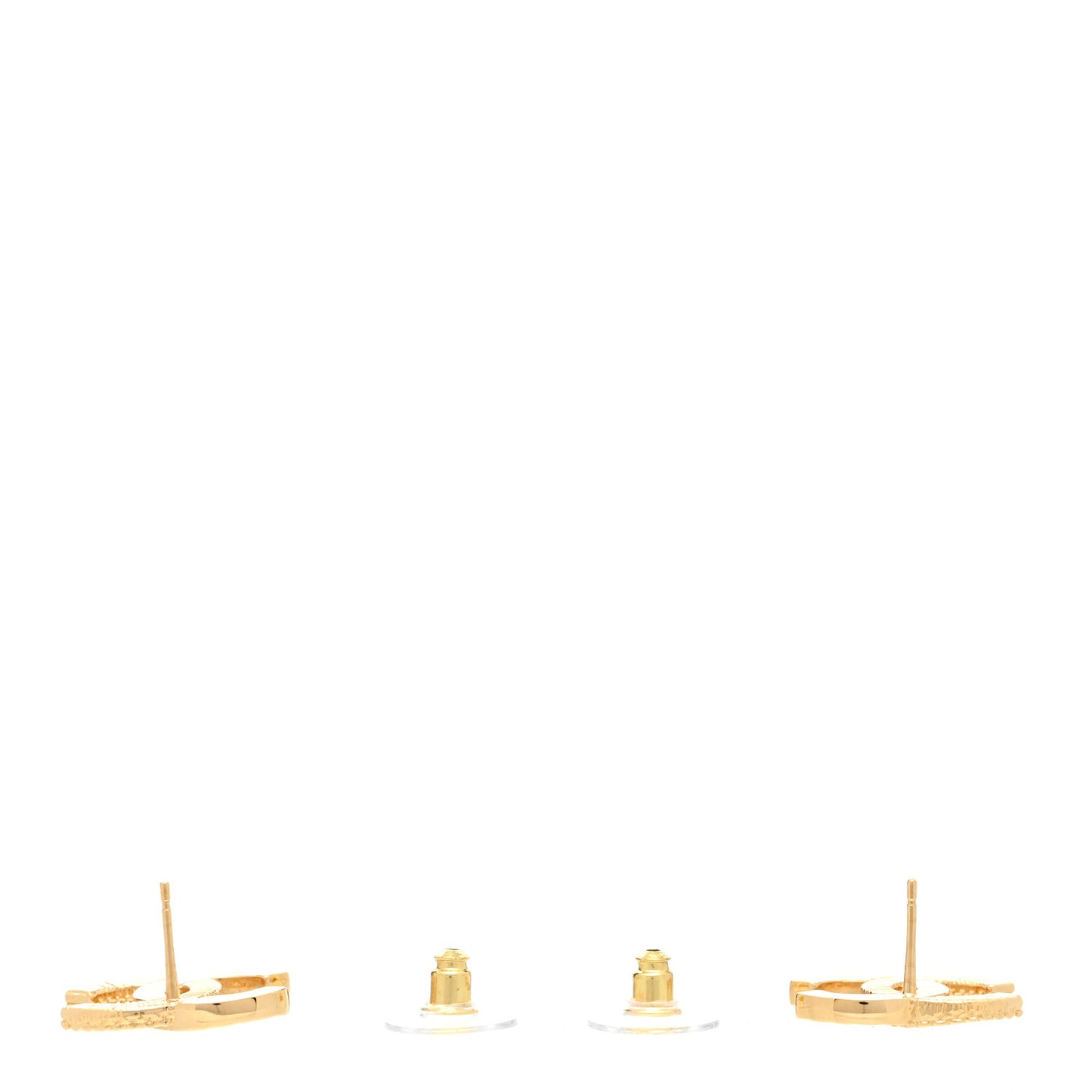 Metal Enamel CC Earrings Black Gold