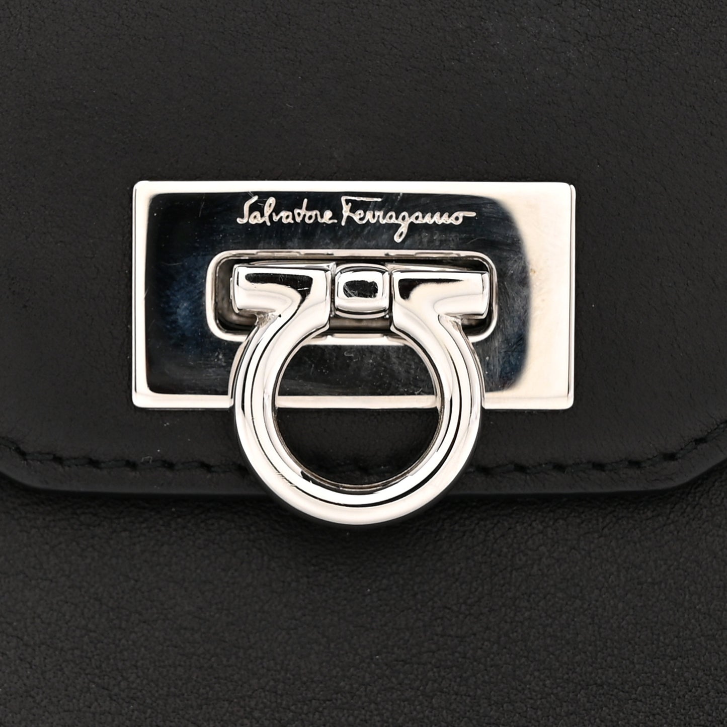 Calfskin Gancini French Wallet Black