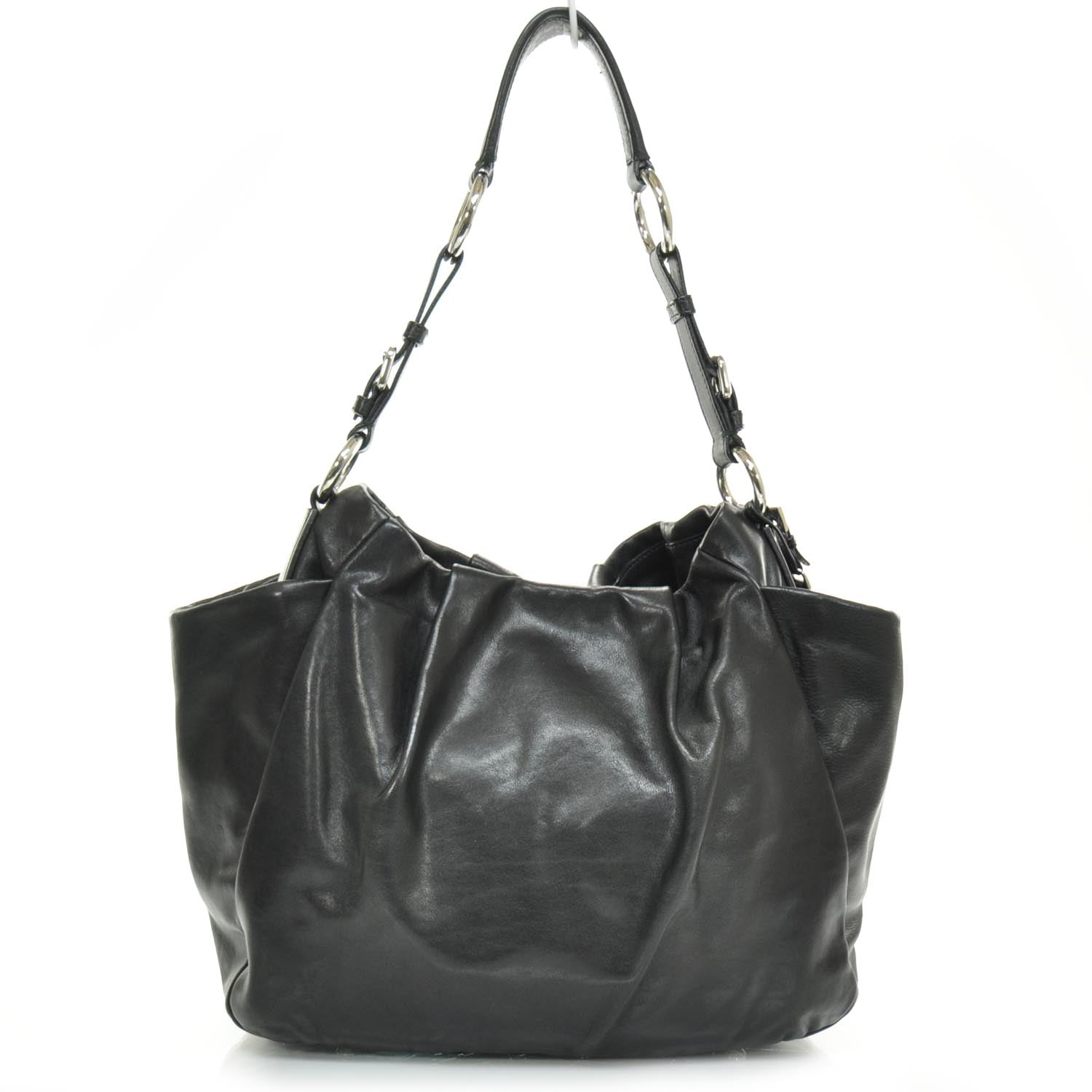 Prada Soft Calf Pleated Hobo Nero Black 4 of 10