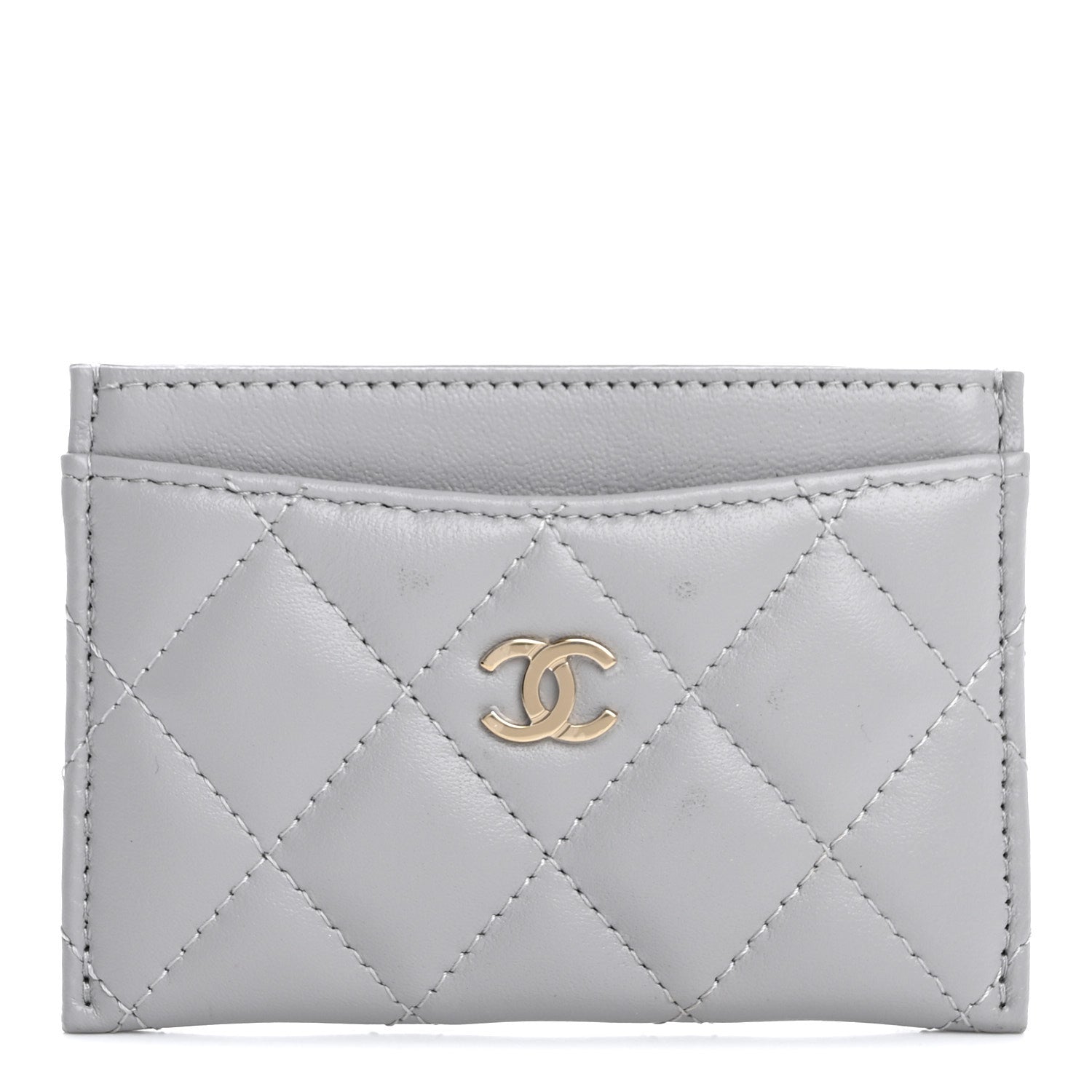 Chanel Lambskin Quilted Card Holder Grey 1 of 11