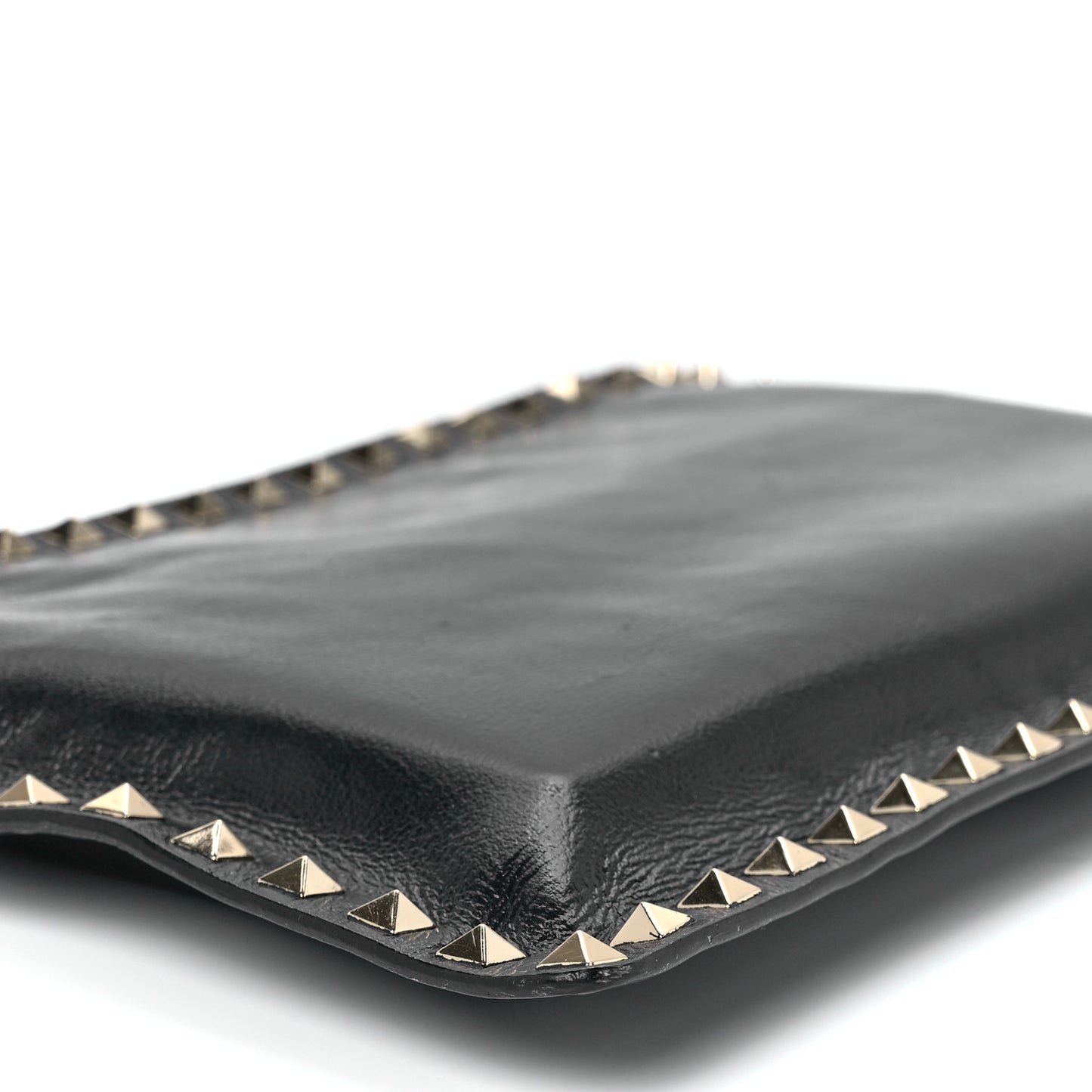Vitello Large Rockstud Zip Pouch Black