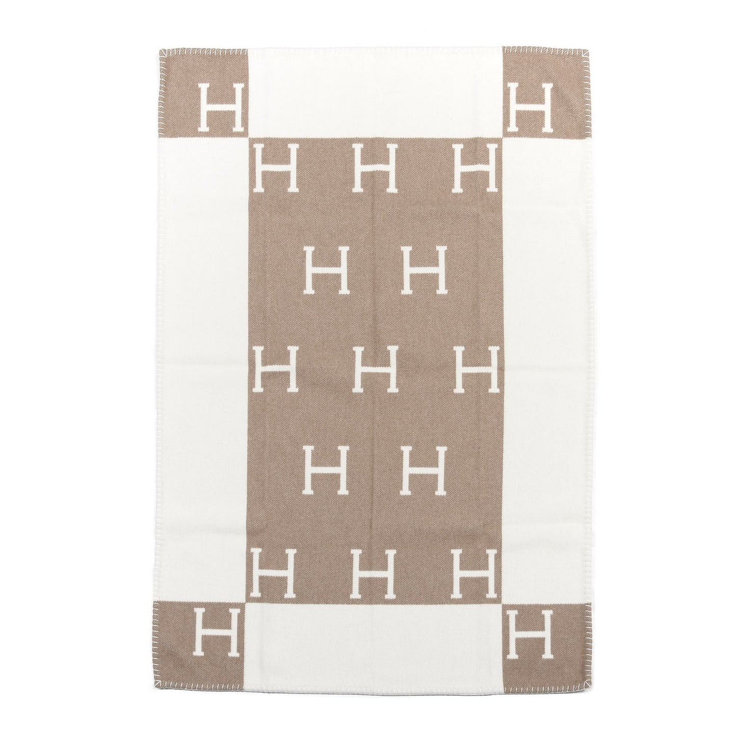 Wool Cashmere Avalon Baby Blanket Noisette Moyen White