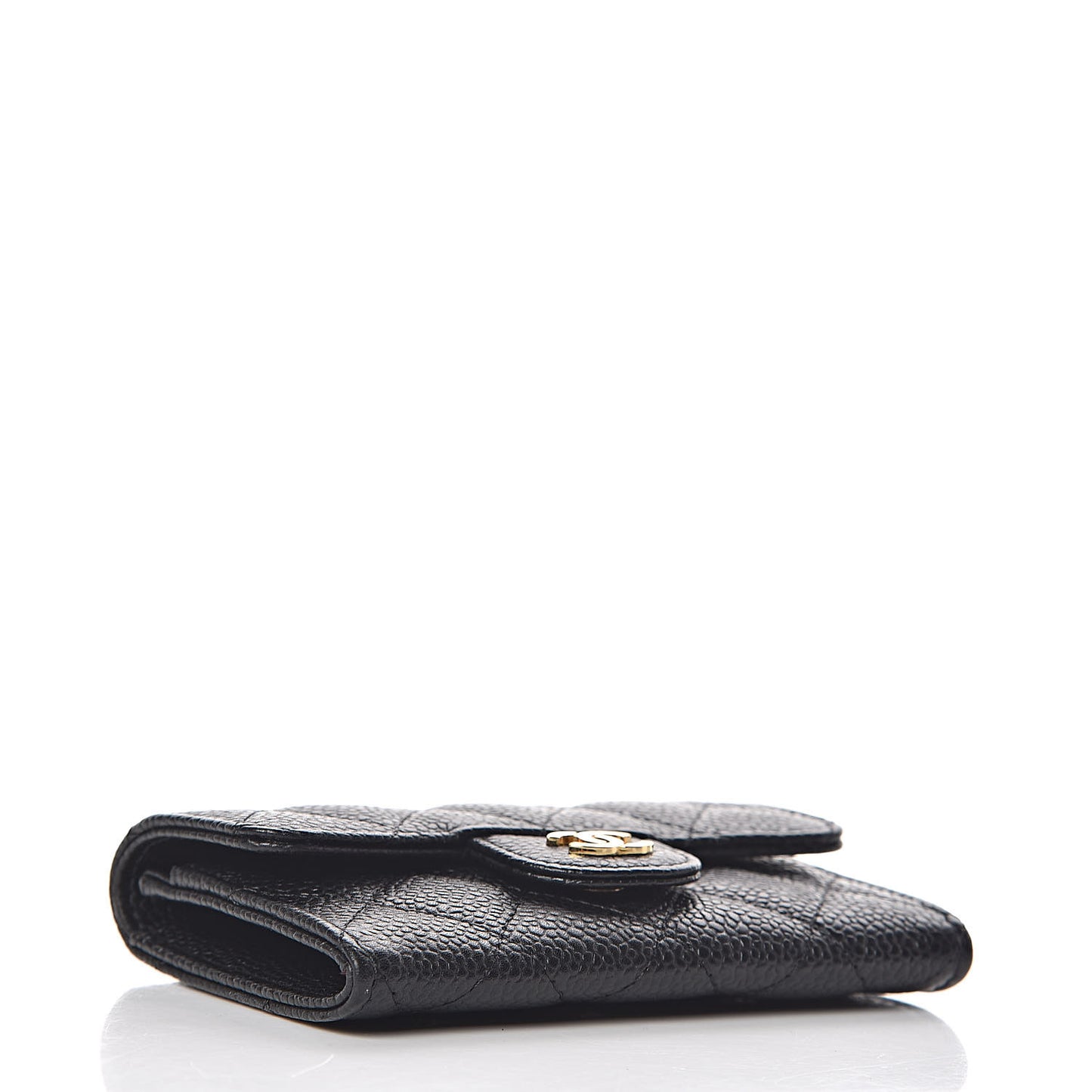 Caviar Quilted Flap Card Holder Black