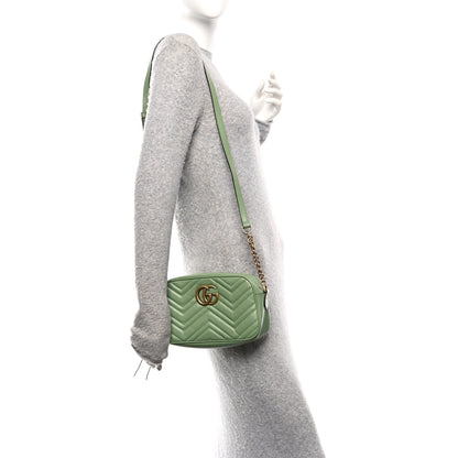 Gucci Calfskin Matelasse Small GG Marmont Chain Shoulder Bag Salamander Green 2 of 11