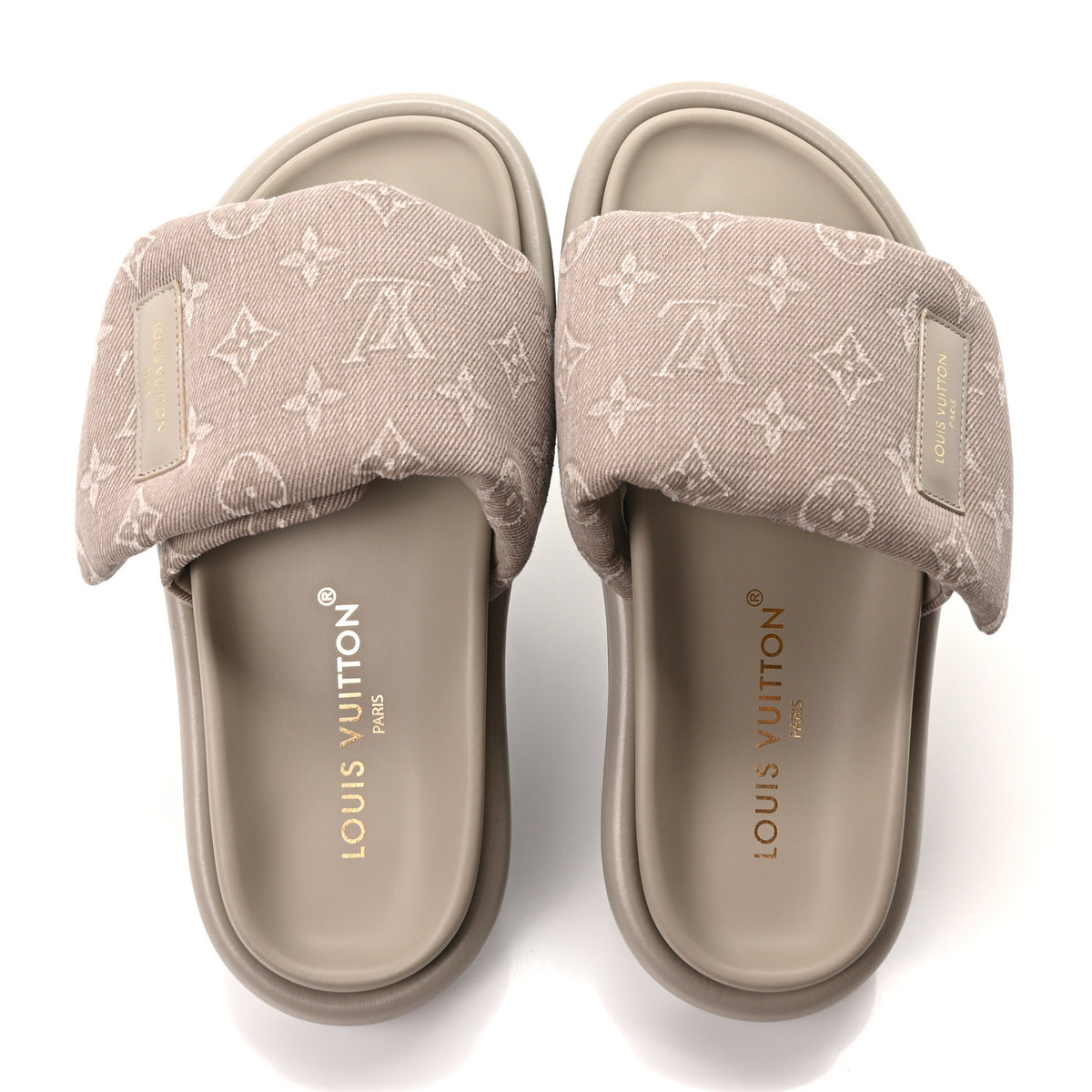 Louis Vuitton Monogram Denim LV Pool Pillow Flat Comfort Mule 38 Grey 2 of 9