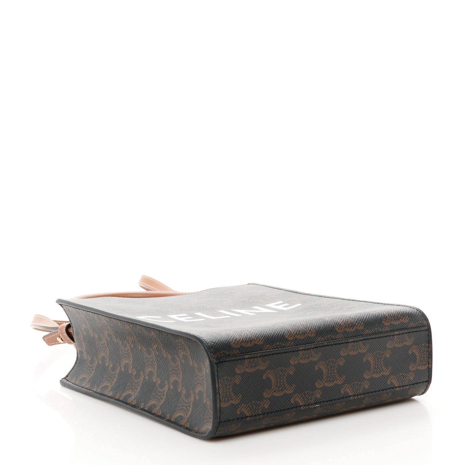 Celine Triomphe Canvas Calfskin Mini Vertical Cabas Tan 4 of 8