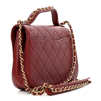 Chanel Lambskin Quilted Chain Infinity Top Handle Flap Burgundy 3 of 10