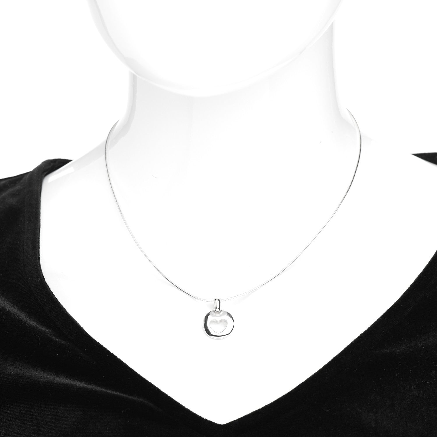 Tiffany Sterling Silver Stencil Heart Pendant Necklace 2 of 4