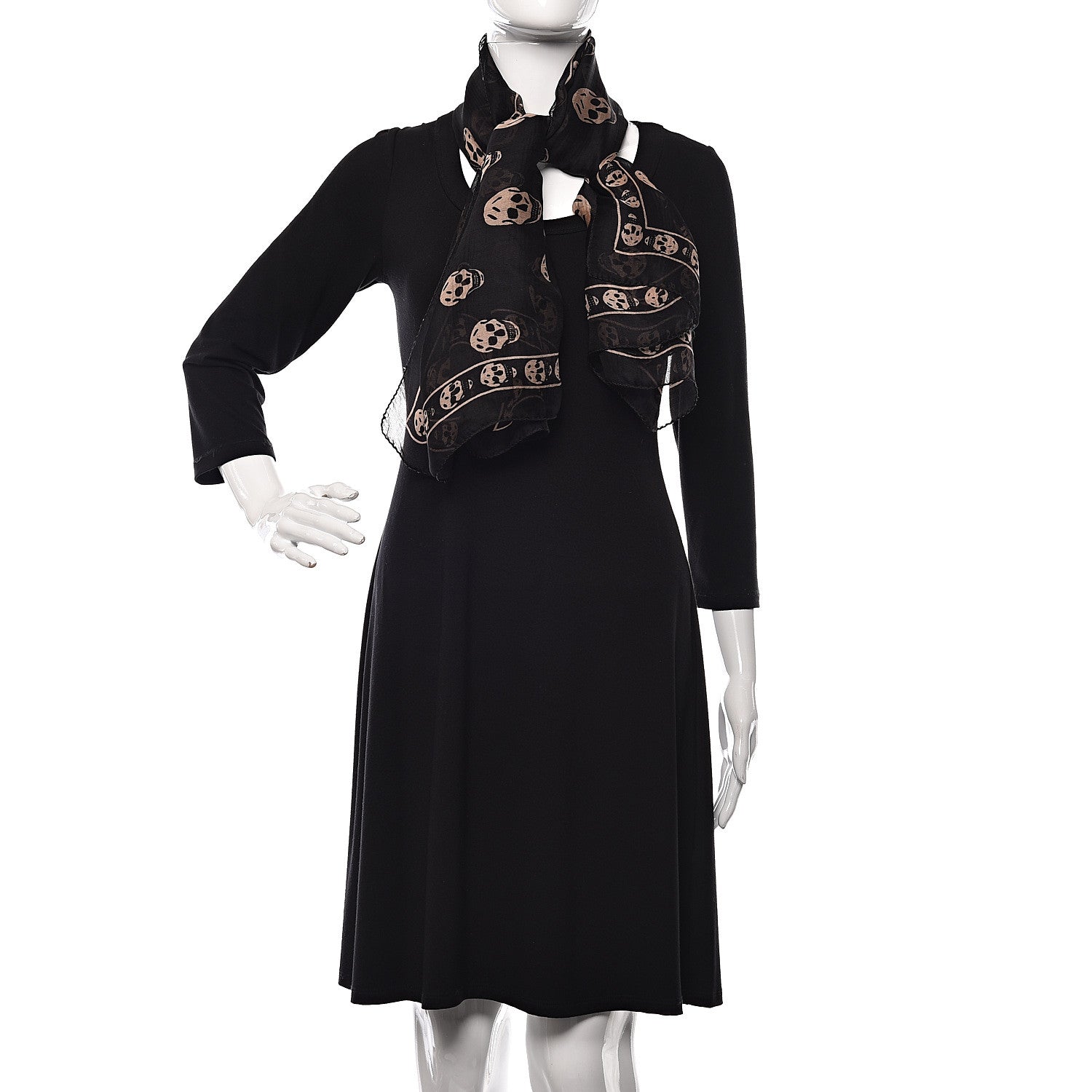 Alexander McQueen Silk Chiffon Skull Scarf Black Blush 2 of 4