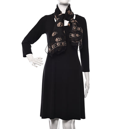 Alexander McQueen Silk Chiffon Skull Scarf Black Blush 2 of 4