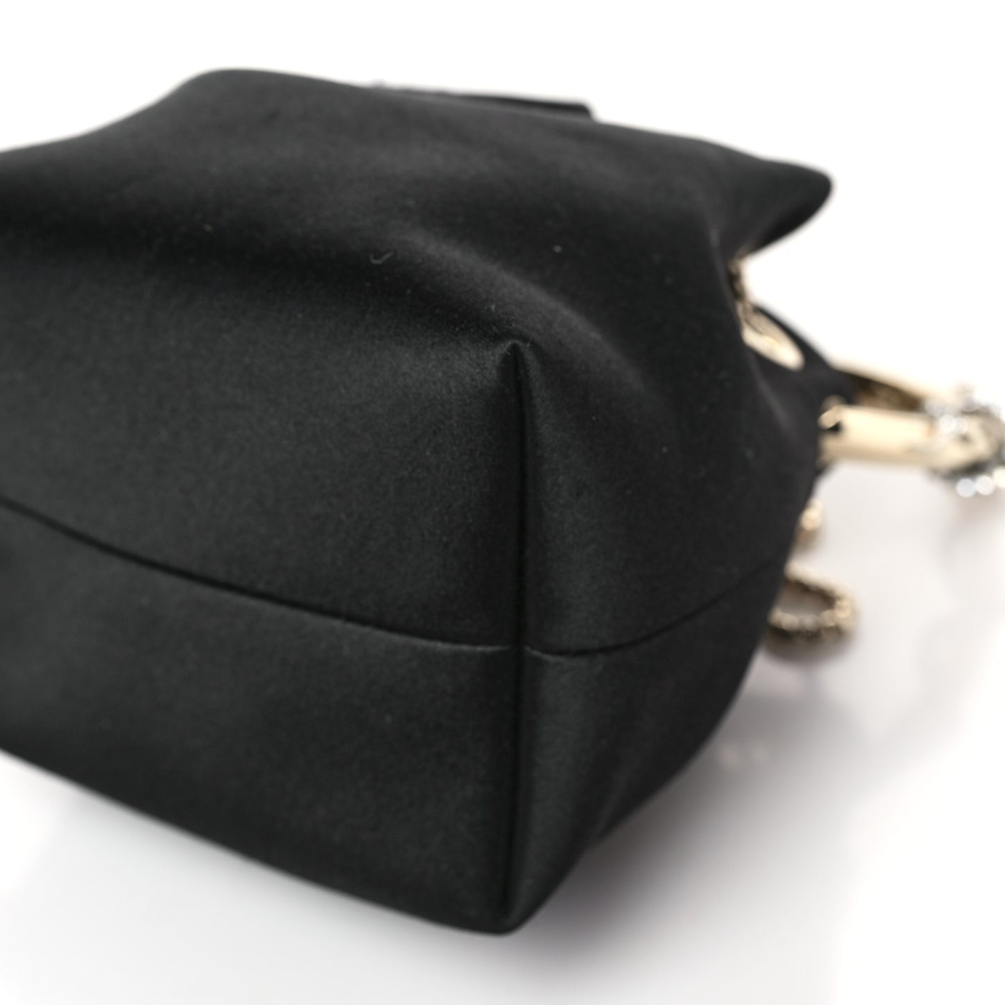 Satin Crystal Snake Embellished Bon Bon Bag Black