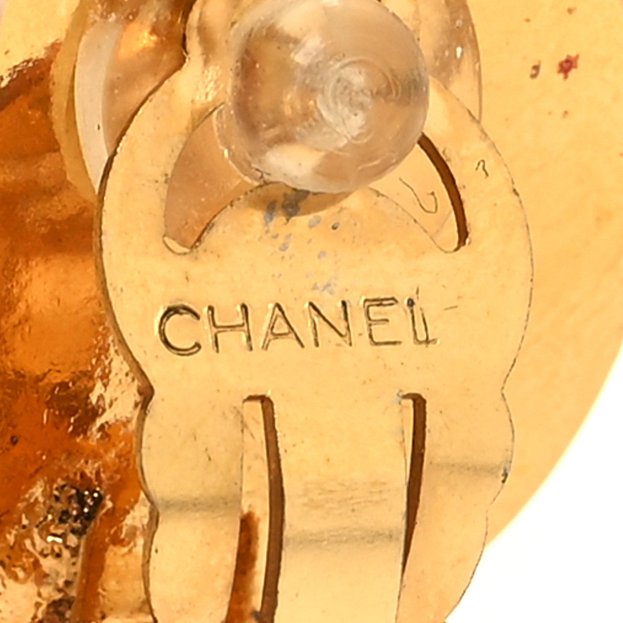 CC Quilted Flap Bag Drop Clip On Earrings Gold