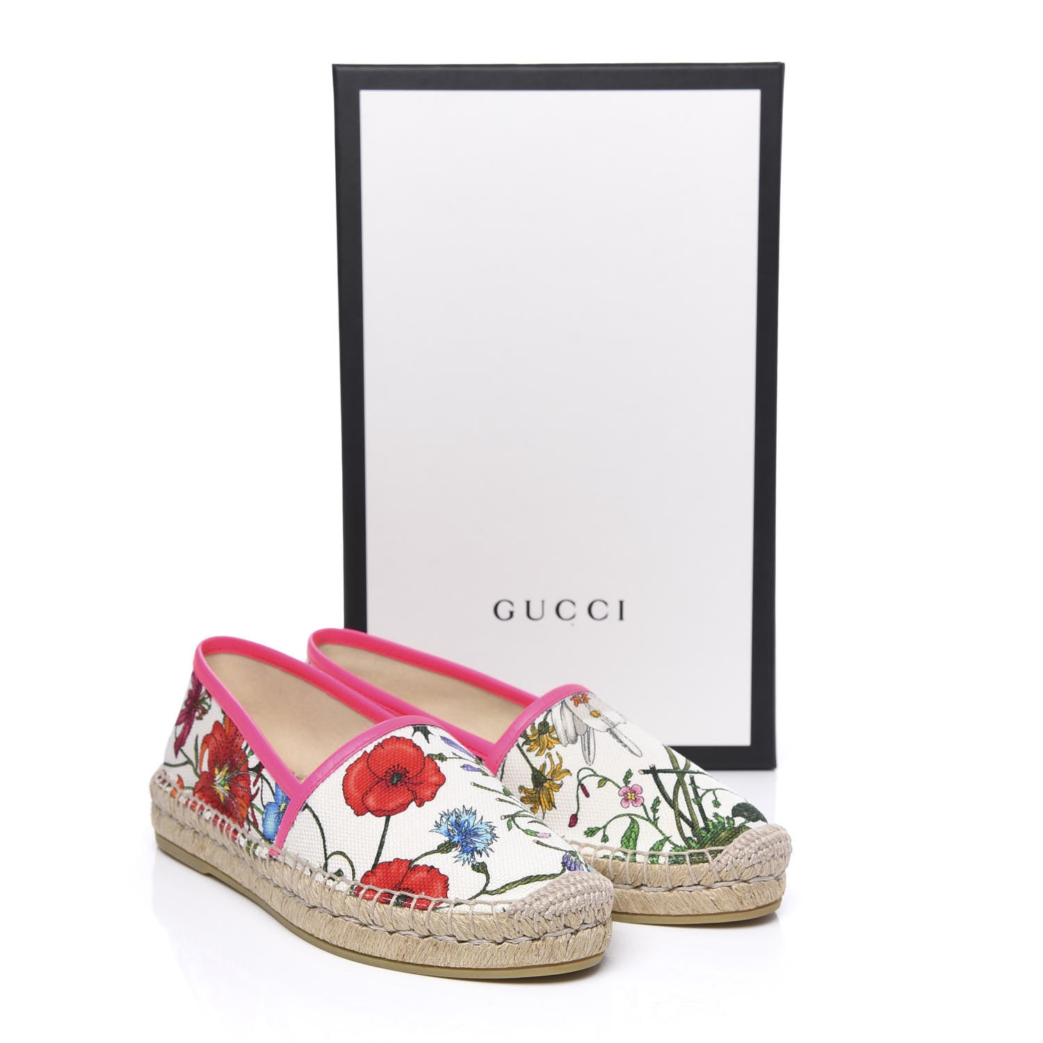 Gucci Canvas Flora Print Espadrilles 35.5 White Multicolor Fuxia 11 of 11