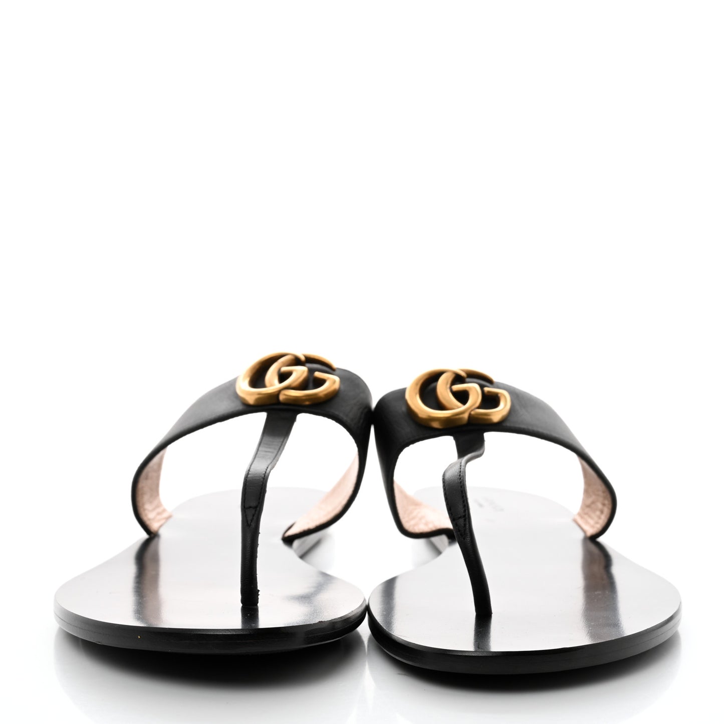 Calfskin GG Marmont Thong Sandals 42 Black