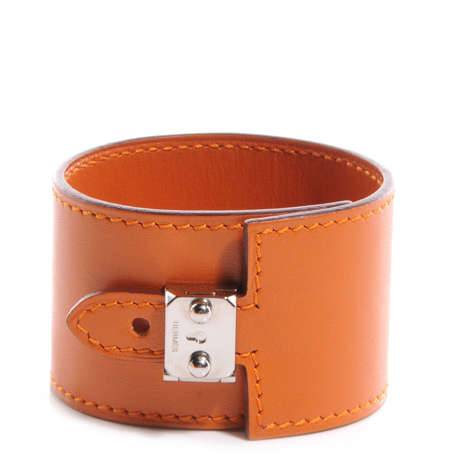 Hermes Chamonix Vegas Lock Wide Cuff Potiron Orange 1 of 6