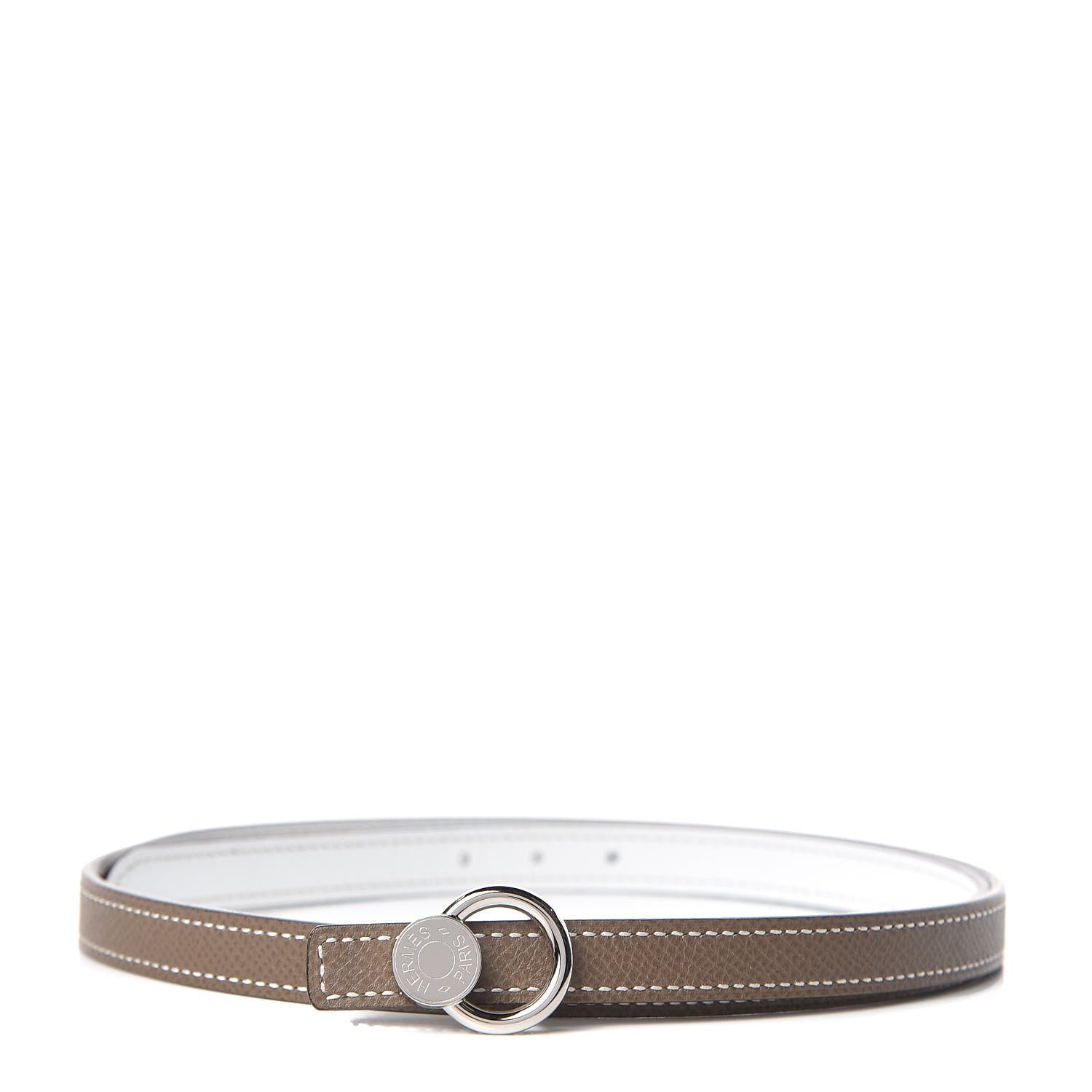 Hermes Epsom 13mm Mini Laquee Reversible Belt 75 Blanc Etoupe 1 of 7