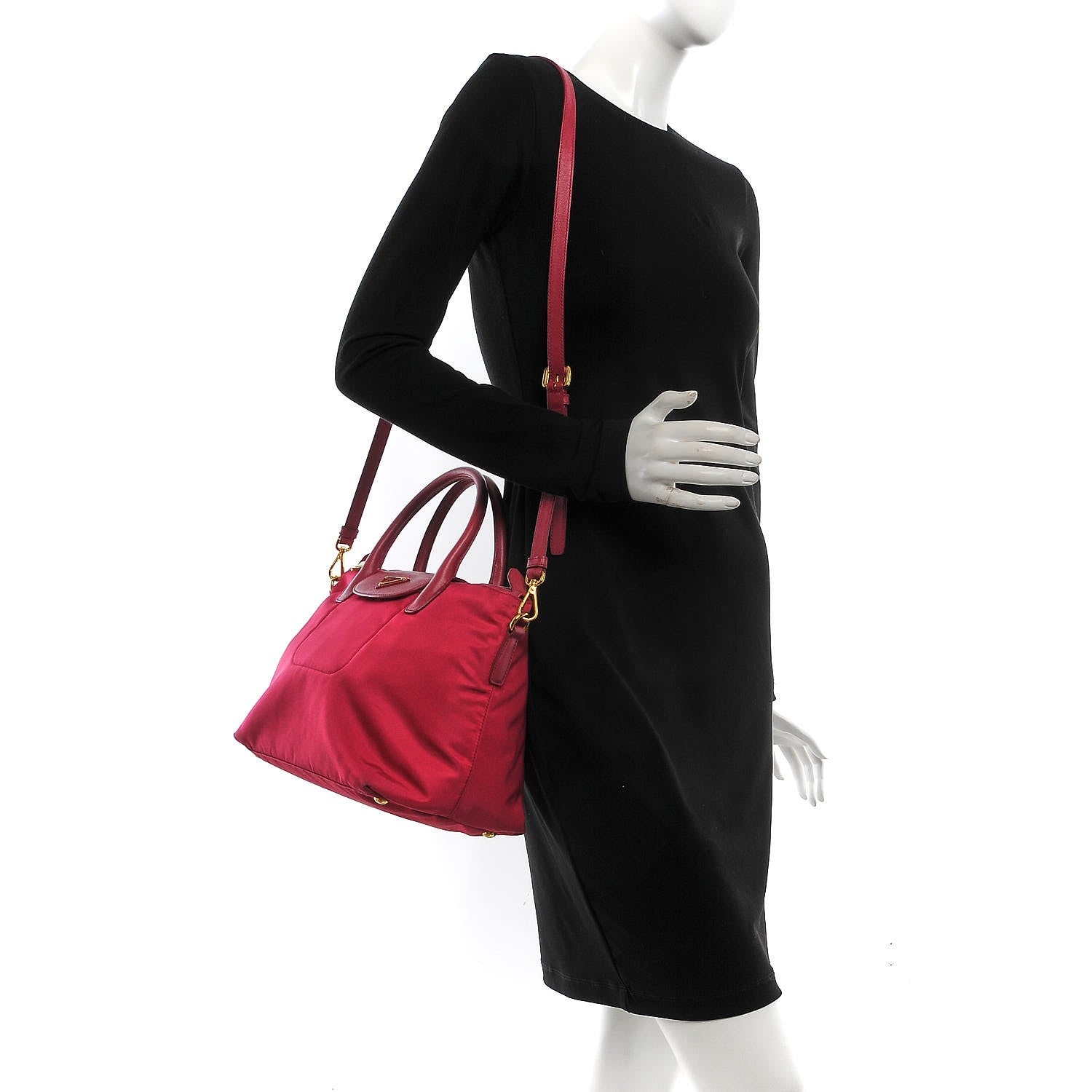 Prada Saffiano Tessuto Nylon Tote Ibisco 2 of 11