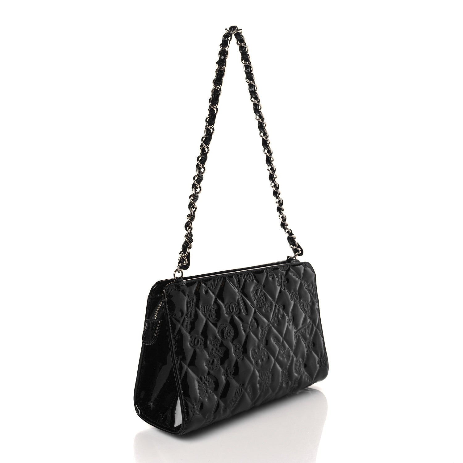 Chanel Patent Calfskin Lucky Symbols Pochette Black 3 of 9