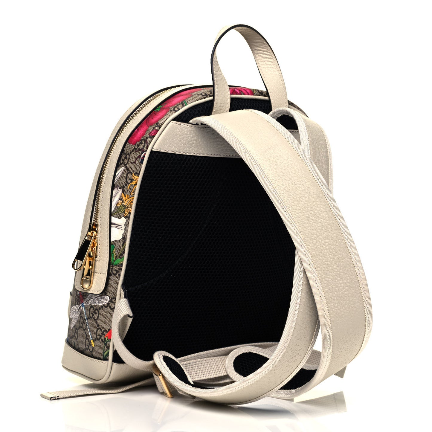 GG Supreme Monogram Flora Web Small Ophidia Day Backpack White