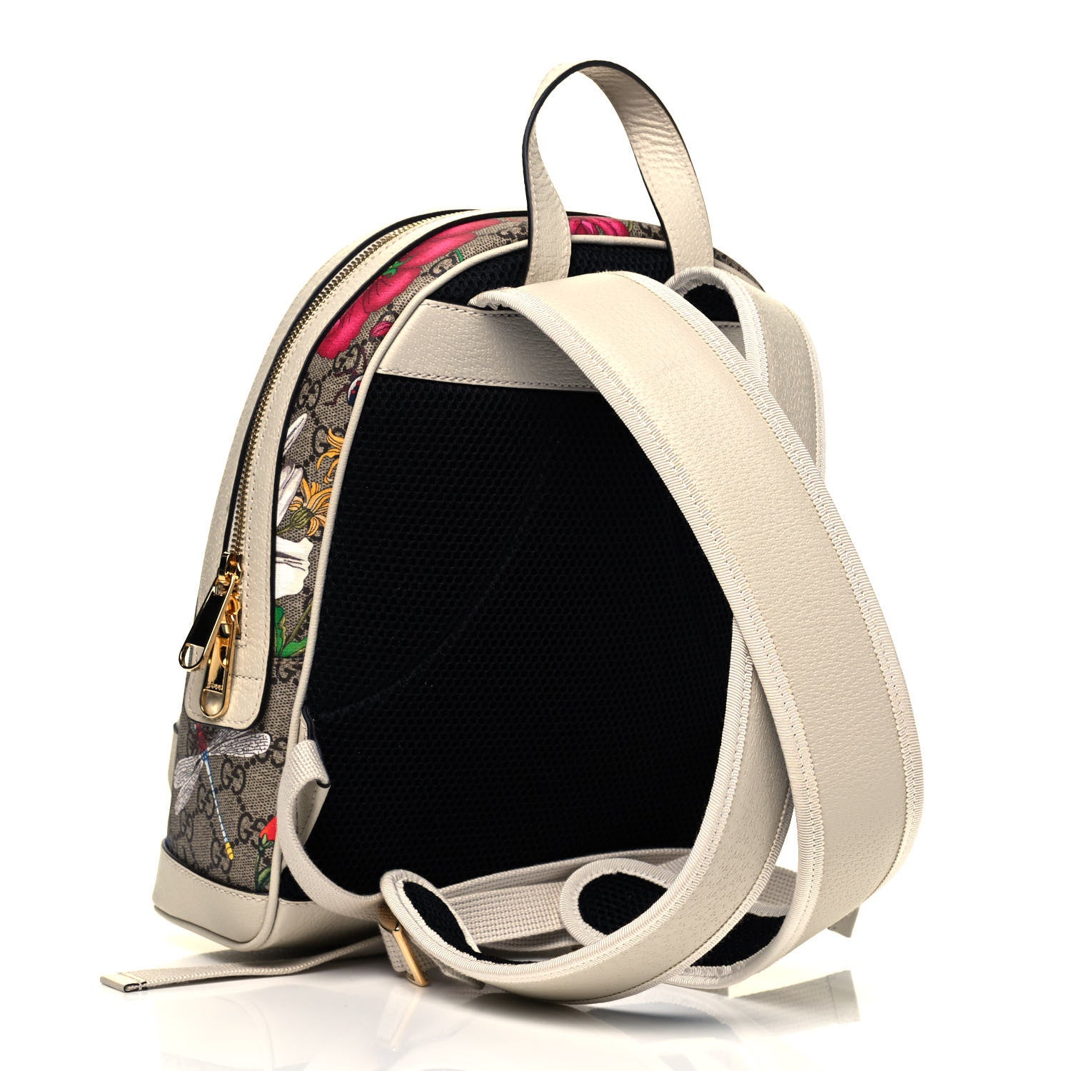 Gucci GG Supreme Monogram Flora Web Small Ophidia Day Backpack White 3 of 7