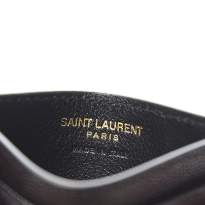 Saint Laurent Grain De Poudre Matelasse Chevron Monogram Credit Card Case Black 6 of 8