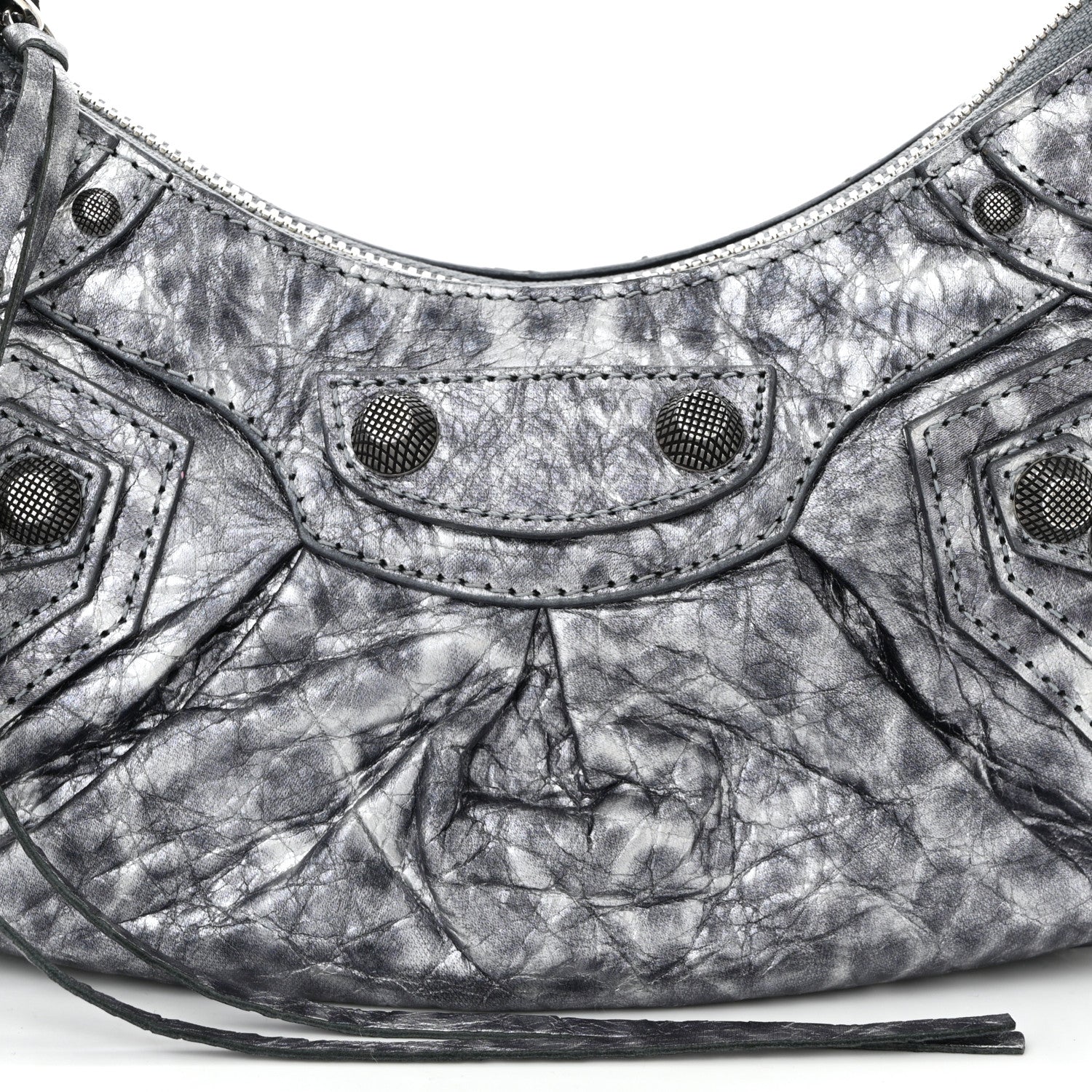 Balenciaga Metallic Agneau Arena Leopard Le Cagole Shoulder Bag XS Dark Grey 9 of 12