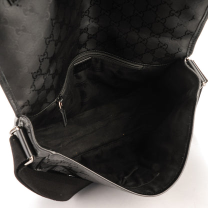Gucci Imprime Monogram Medium Double Buckle Flap Messenger Bag Black 5 of 7