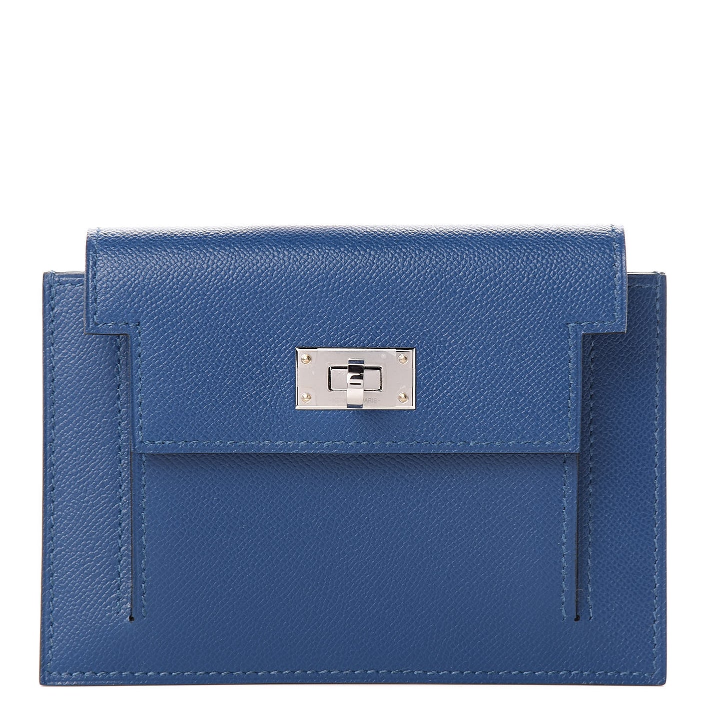 Madame Calfskin Kelly Pocket Compact Wallet Deep Bleu