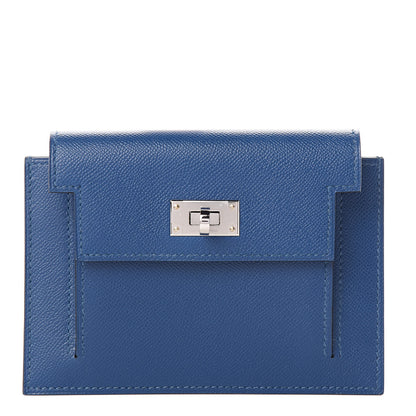 Hermes Madame Calfskin Kelly Pocket Compact Wallet Deep Bleu 1 of 8