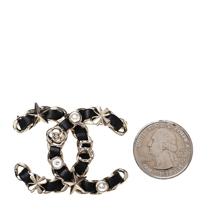 Chanel Lambskin Pearl Strass Sergeant Chanel Brooch Gold 2 of 4