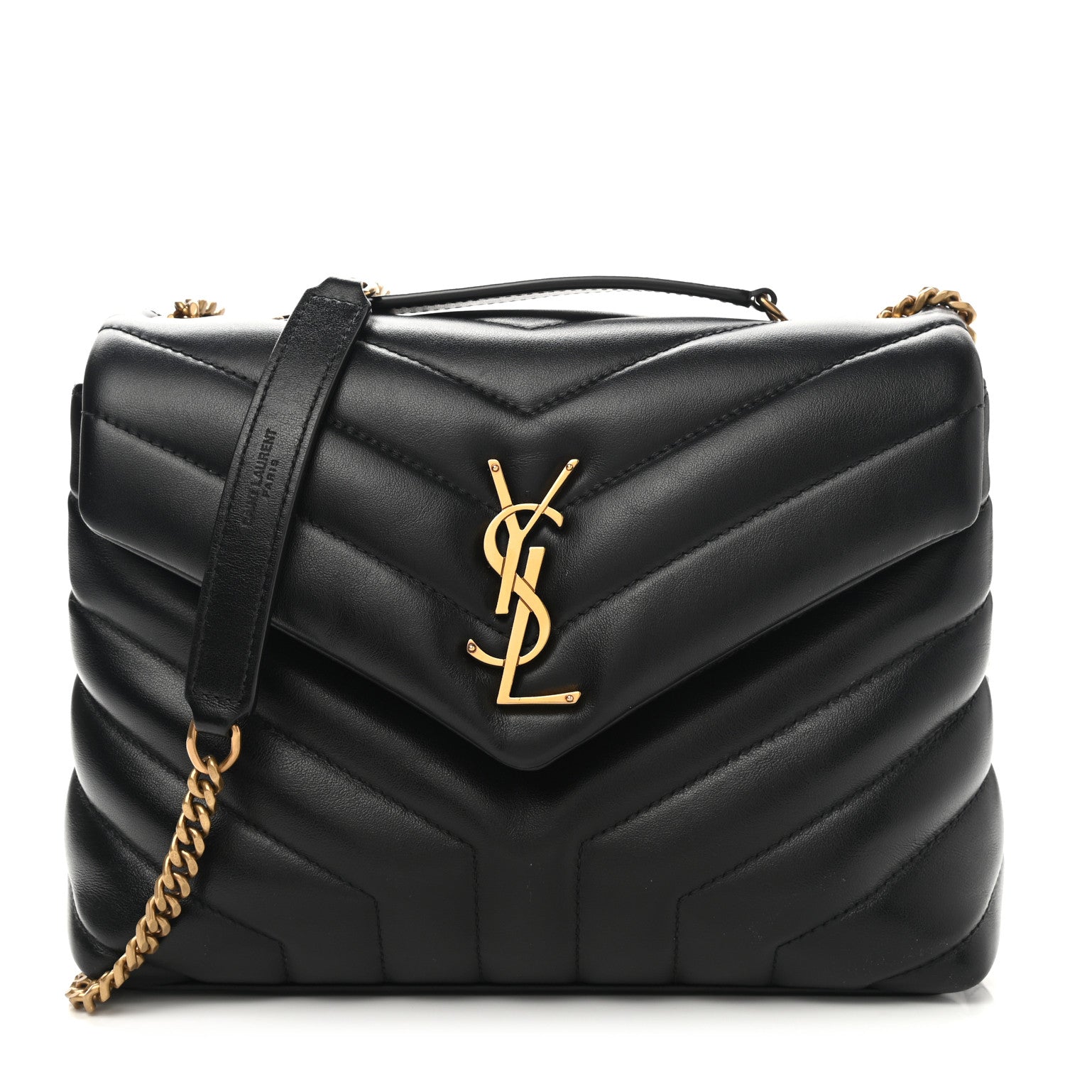 Saint Laurent Calfskin Y Quilted Monogram Small Loulou Chain Satchel Black 1 of 11