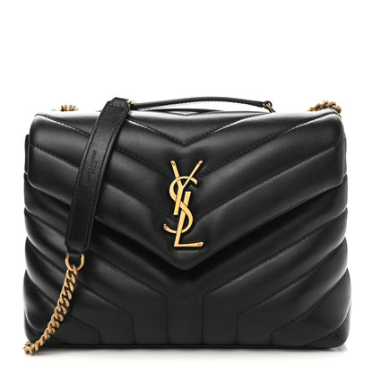 Saint Laurent Calfskin Y Quilted Monogram Small Loulou Chain Satchel Black 1 of 11